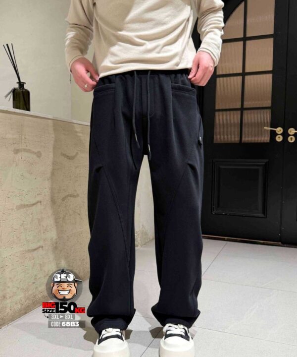 Quần dài thun jogger ống suông túi ngang chỉ nổi xéo đai - Ảnh 3