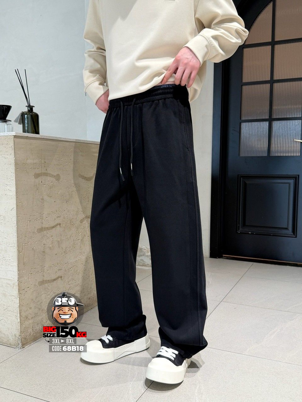 Quần dài jogger thun ông suông chỉ nổi wash tech tibe band 3 Quần dài jogger thun ông suông chỉ nổi wash tech tibe band - Ảnh 3