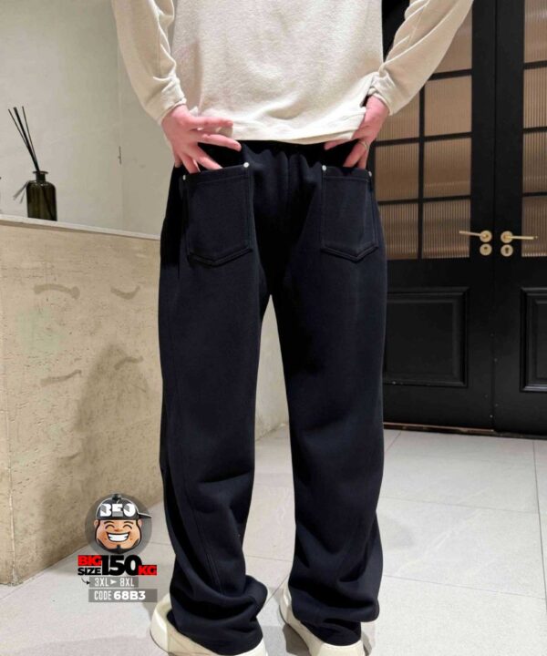 Quần dài thun jogger ống suông túi ngang chỉ nổi xéo đai - Ảnh 4