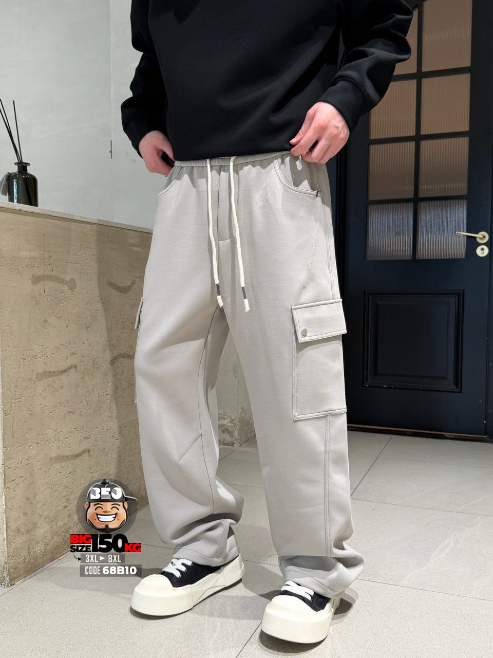 Quần dài jogger thun chỉ nổi túi hộp ngang gối ống rộng vibe band 1 Quần dài jogger thun chỉ nổi túi hộp ngang gối ống rộng vibe band