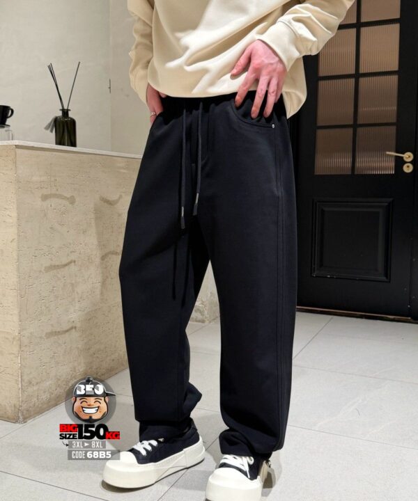 Alternative view of Quần dài jogger thun chỉ đôi bên hông ống rộng streetwear
