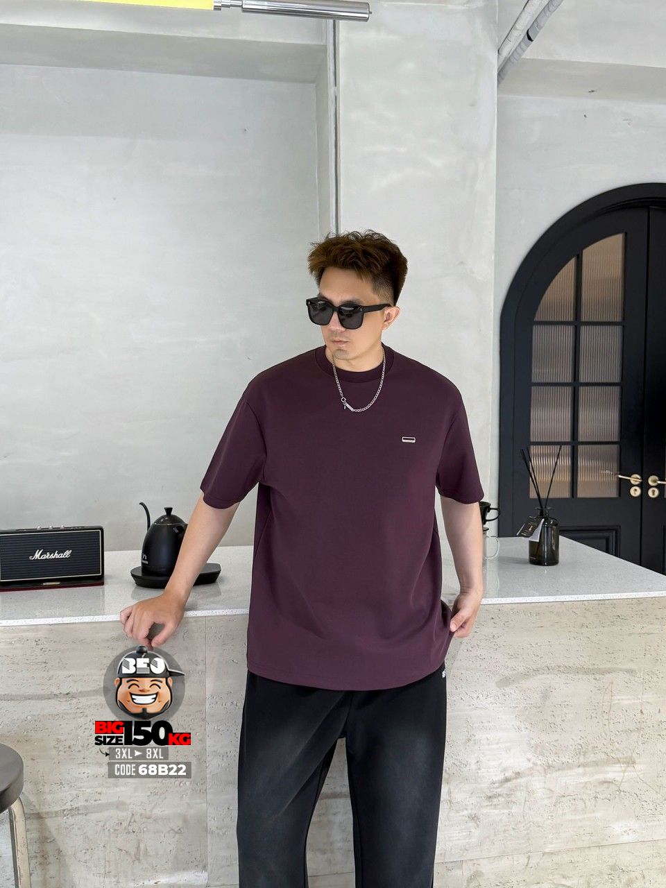 Áo thun tay ngắn form autumn logo kim loại Moone Nuckes 5 Áo thun tay ngắn form autumn logo kim loại Moone Nuckes - Ảnh 5