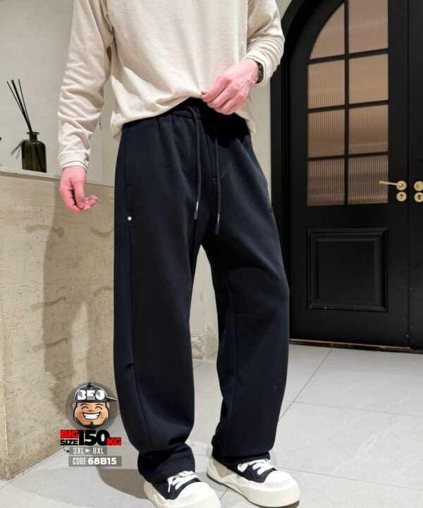 Alternative view of Quần dài jogger thun ống rộng chỉ nổi wax tiêu chiết gối cá tính