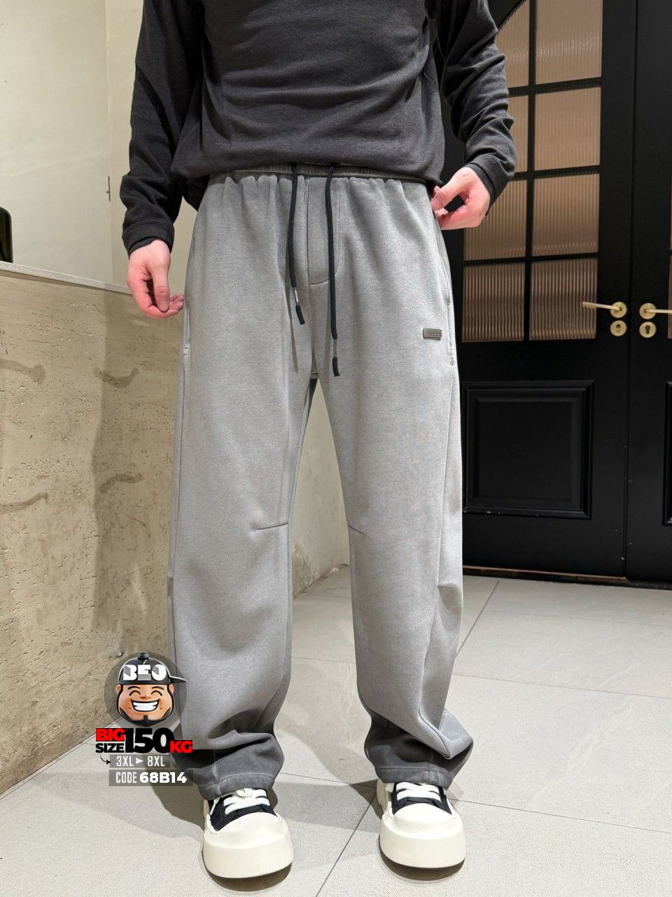 Quần dài jogger thun ống rộng chỉ nổi wax tiêu chiết gối cá tính 5 Quần dài jogger thun ống rộng chỉ nổi wax tiêu chiết gối cá tính - Ảnh 5