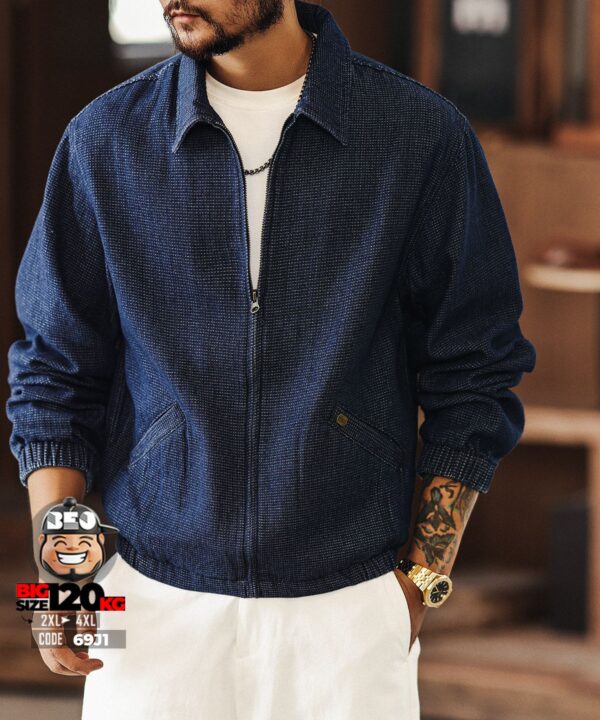 Áo khoác jean thun luxury bomber tối giản smart Causal - Ảnh 3