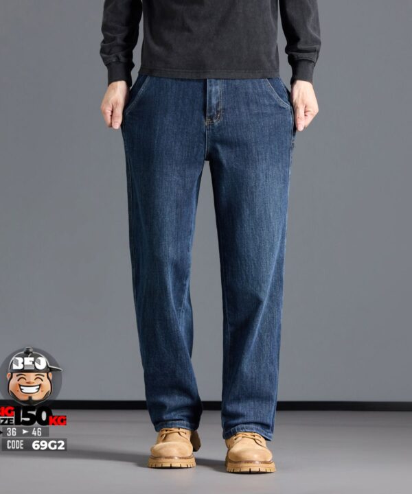 Quần dài jean autumn session ống suông form rộng co giãn basic - Ảnh 3