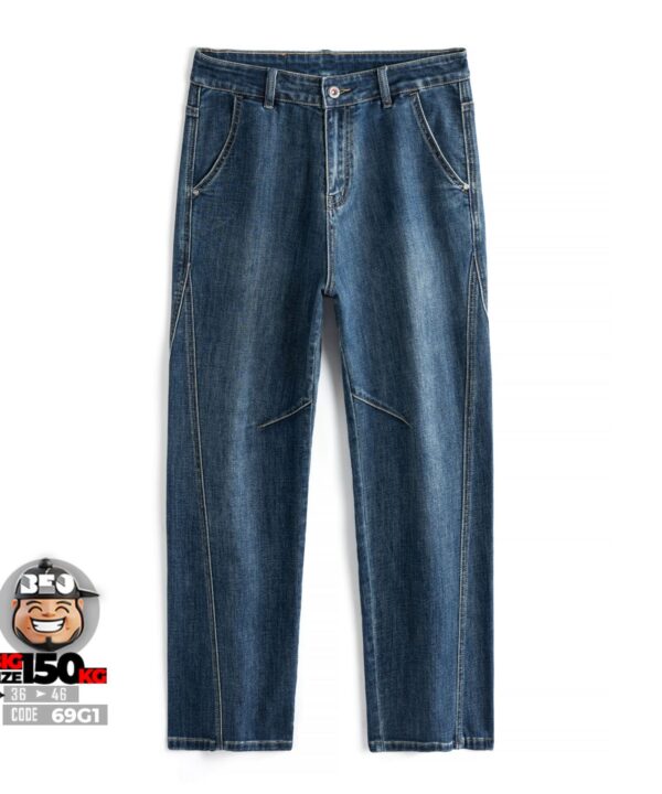 Quần dài jean autumn session ống suông tide band chỉ nổi co giãn - Ảnh 5