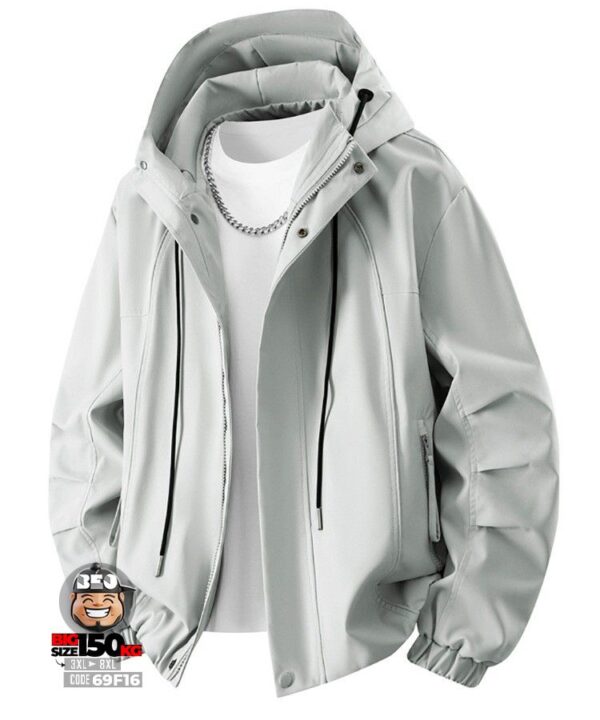 Áo khoác thun cotton phối nón kiểu ráp HongKong style