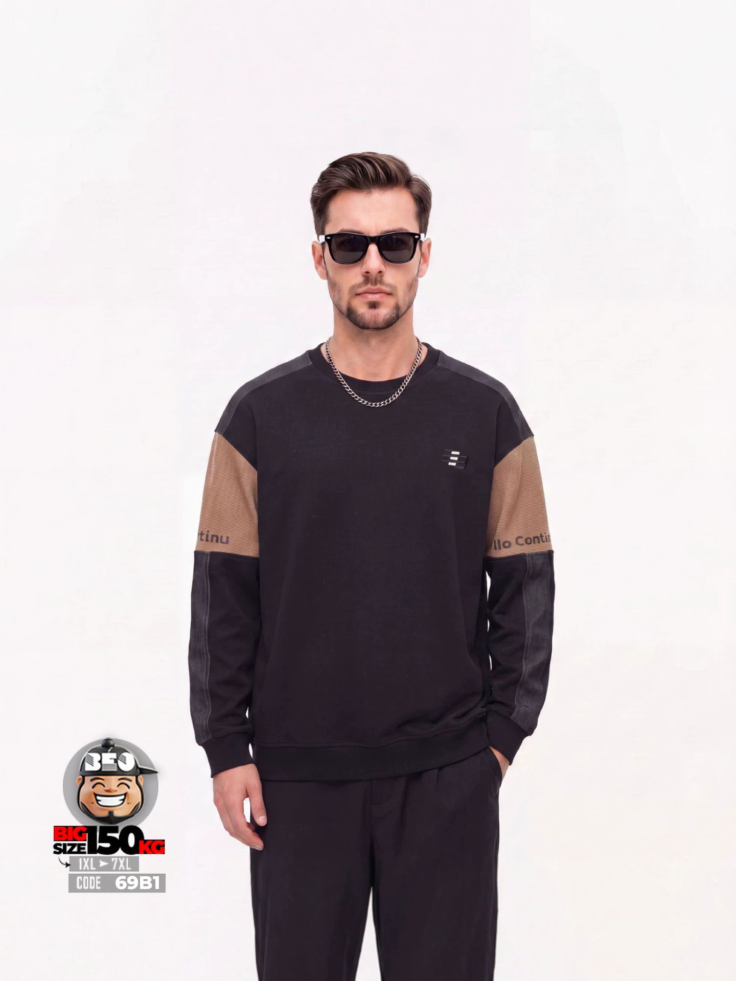 Áo Sweater quiet flex ráp khối màu phong cách streetwear 1 Áo Sweater quiet flex ráp khối màu phong cách streetwear