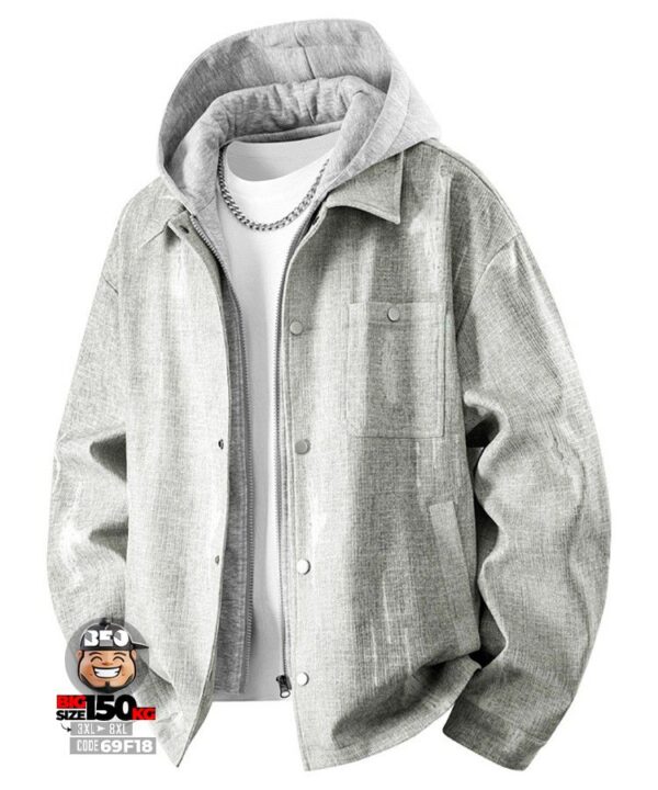 Alternative view of Áo khoác cotton jacket phối nón ráp túi ngang vải vân style đường phố
