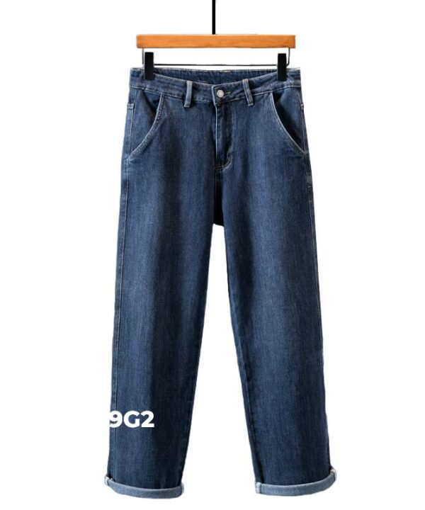 Quần dài jean autumn session ống suông form rộng co giãn basic - Ảnh 5