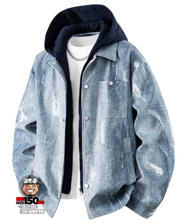 Áo khoác cotton jacket phối nón ráp túi ngang vải vân style đường phố - Ảnh 3