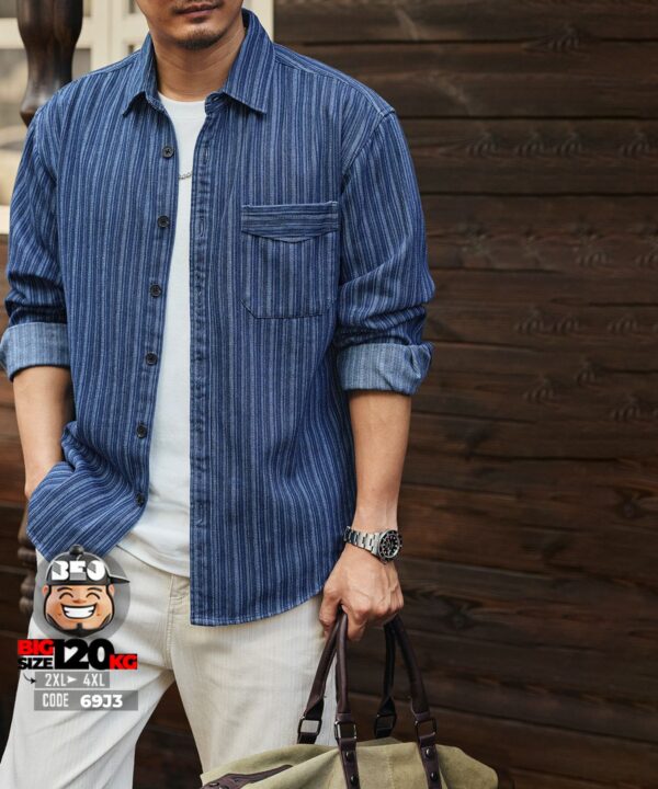 Áo sơ mi khoác denim forest viber phối túi retro style - Ảnh 4