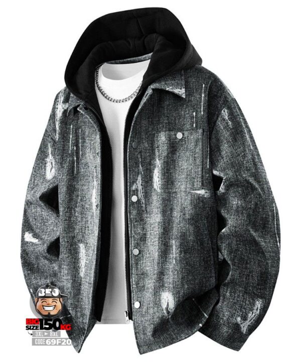 Áo khoác cotton jacket phối nón ráp túi ngang vải vân style đường phố