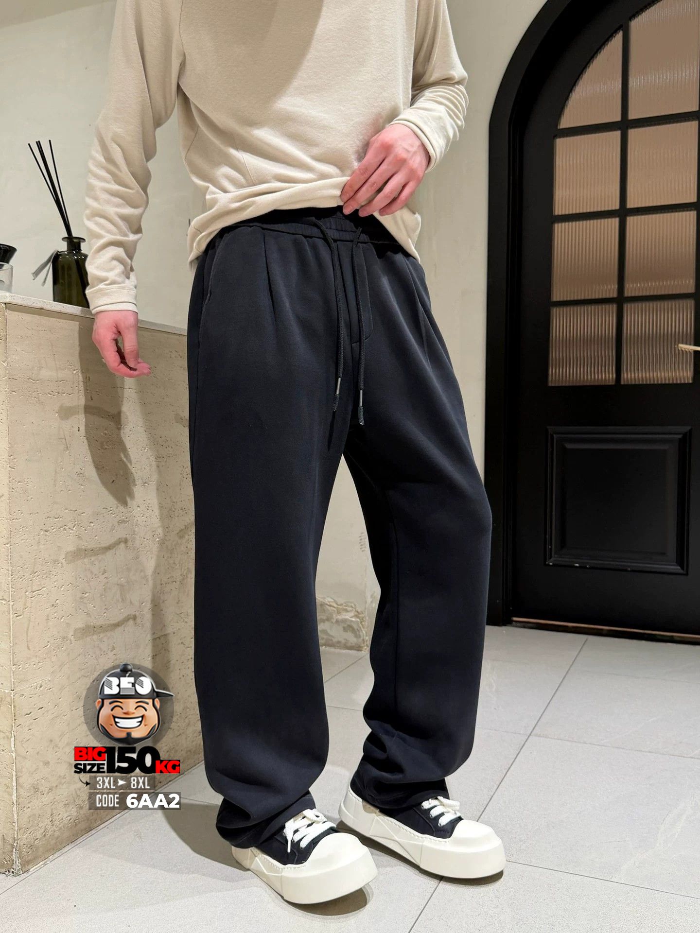Quần dài thun ống suông in chữ Balnecaga cá tính 4 Quần dài thun ống suông in chữ Balnecaga cá tính - Ảnh 4