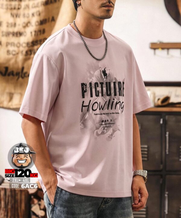 Áo thun tay ngắn high class fabric in chữ nổi Fulture Howling - Ảnh 5