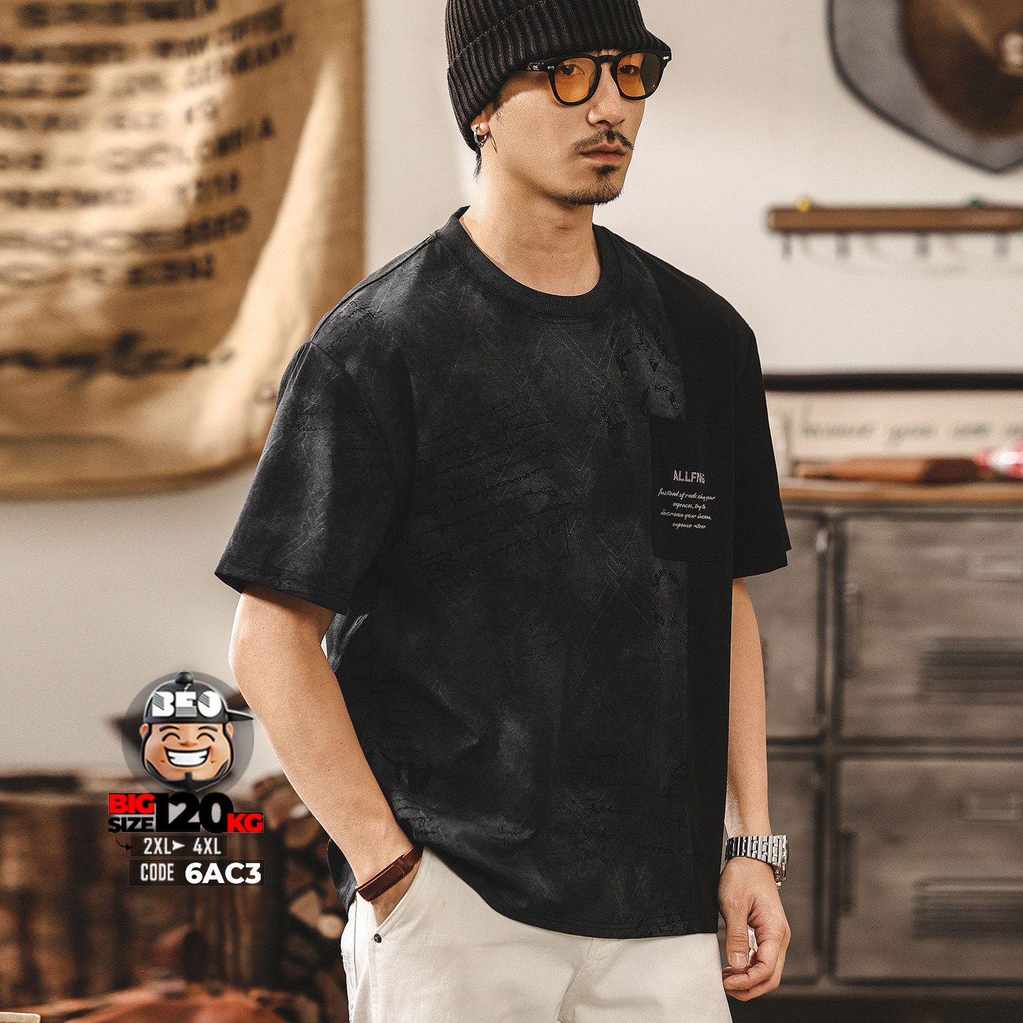 Áo thun tay ngắn texture fabric vải ráp AllfnG phối túi 3 Áo thun tay ngắn texture fabric vải ráp AllfnG phối túi - Ảnh 3