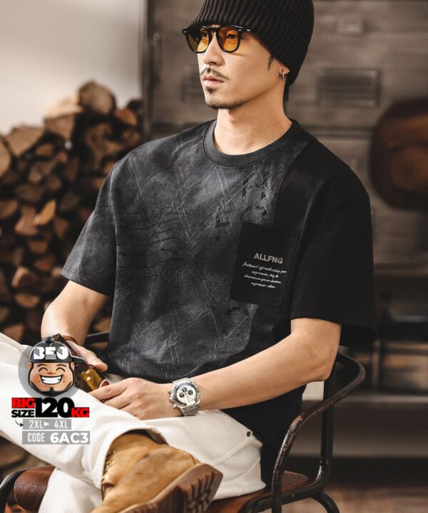 Áo thun tay ngắn texture fabric vải ráp AllfnG phối túi