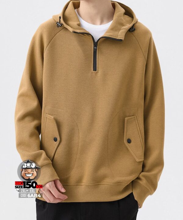Áo thun hoodie phối dây kéo cách điệu túi cá tính basic