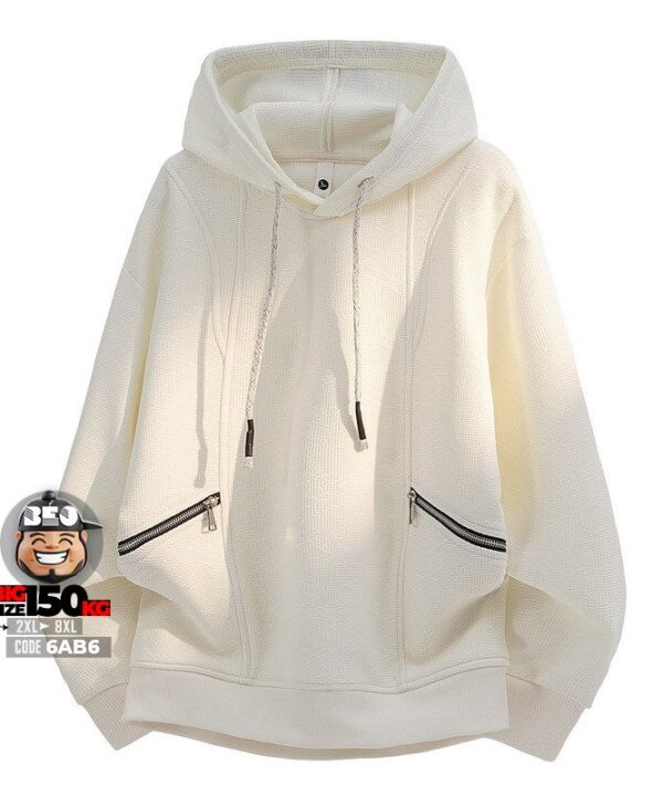 Áo thun hoodie out cloat túi dây kéo texture fabric