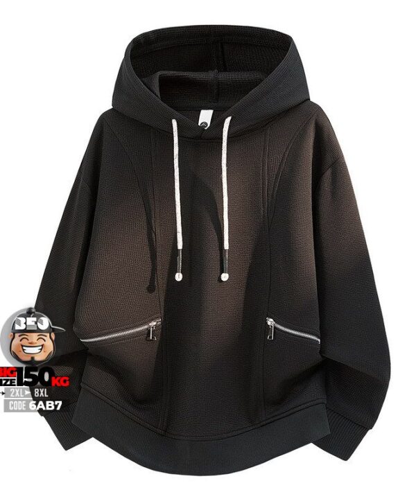 Alternative view of Áo thun hoodie out cloat túi dây kéo texture fabric